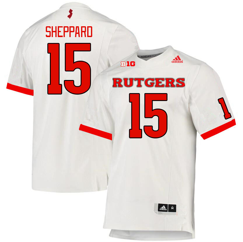 Men #15 Ajani Sheppard Rutgers Scarlet Knights College Football Jerseys Stitched Sale-White - Click Image to Close